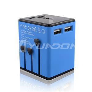 Universal Travel Adapter with 2 USB International Plug Adapter Singapore Malaysia Travel Plug Adapter